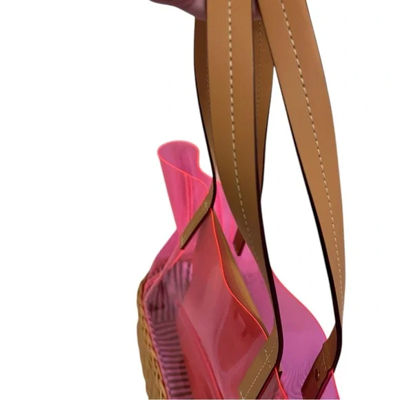 Frances Valentine “Margaret” Wicker PVC Large Tote Shoulder Bag Hot Pink NWOT - Picture 9 of 12